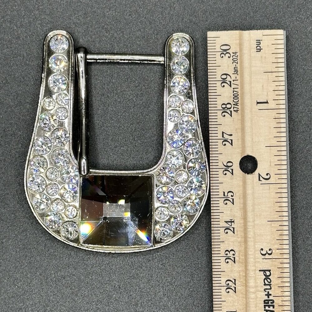 BB Simon Belt Buckle Silver Swarovski Crystals Bling Fits 1” Show Cowgirl - Picture 6 of 10